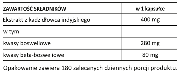 Kadzidłowiec indyjski ekstrakt 180 kaps. - Boswellia serrata  kadzidlowiec_kaps.