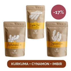 Zestaw ekologicznych przypraw: Kurkuma, Cynamon, Imbir