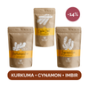 Zestaw ekologicznych przypraw: Kurkuma, Cynamon, Imbir