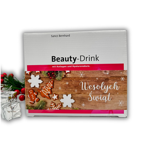 Beauty drink 30x 20 ml - kolagen, kwas hialuronowy z owijką Wesołych Świąt!