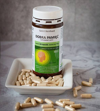 Dobra pamięć 180 kaps. - ekstrakt z Ginkgo Biloba
