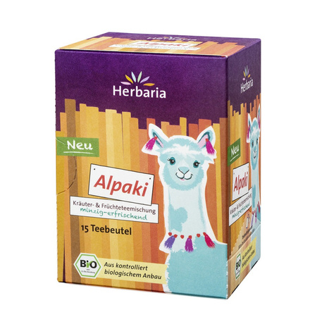 Bio herbatka Alpaki 15x 1,8 g - dla dzieci, różne rodzaje mięt, kwiaty czarnego bzu
